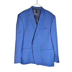 Ralph Lauren Windowpane Blue Sports Blazer Two Button Size 48R